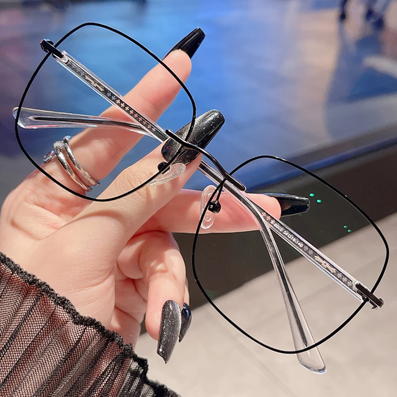 30号无框【金属材质】切边近视眼镜女复古圆脸韩版网红款男架8002黑