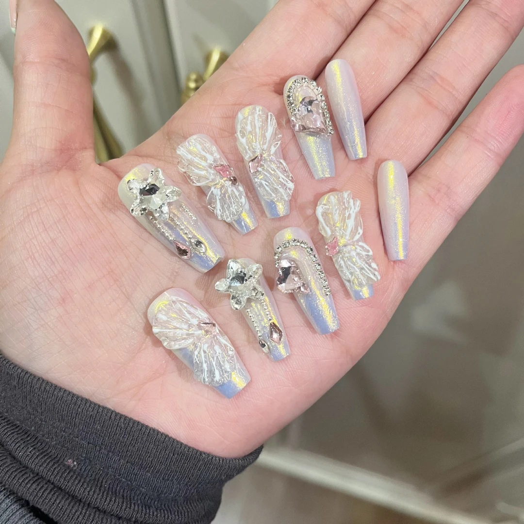 手工穿戴甲绝美来袭超美气质长梯蝴蝶289穿戴甲片可拆卸美甲