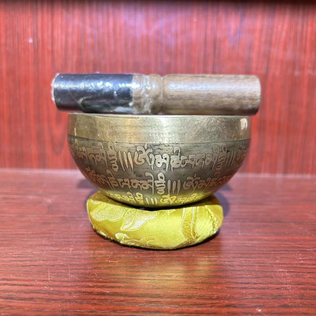 尼泊尔小号铜钵  创意手工满经雕刻