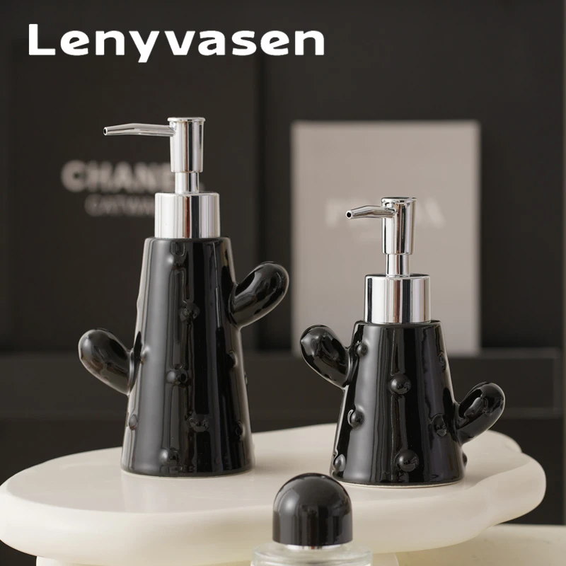 LENYVASEN 洗手液瓶子酒店卫生间陶瓷沐浴露分装空瓶高颜值按压瓶
