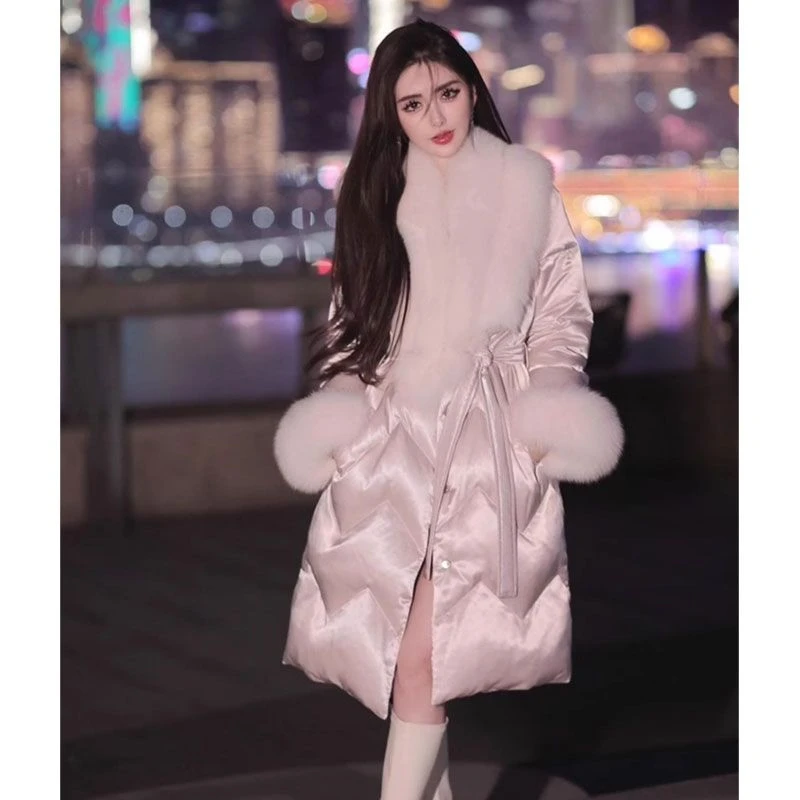 羽绒棉服女2023秋冬新款高级感小众气质设计感系带收腰显瘦外套女
