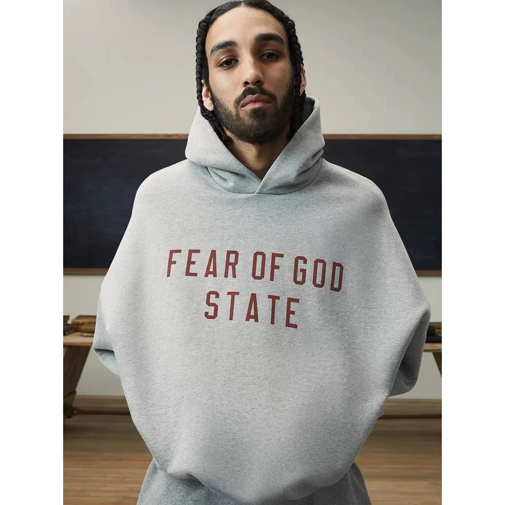 重返校园系列STATE新款连帽卫衣加绒款时尚百搭圆领带帽套头