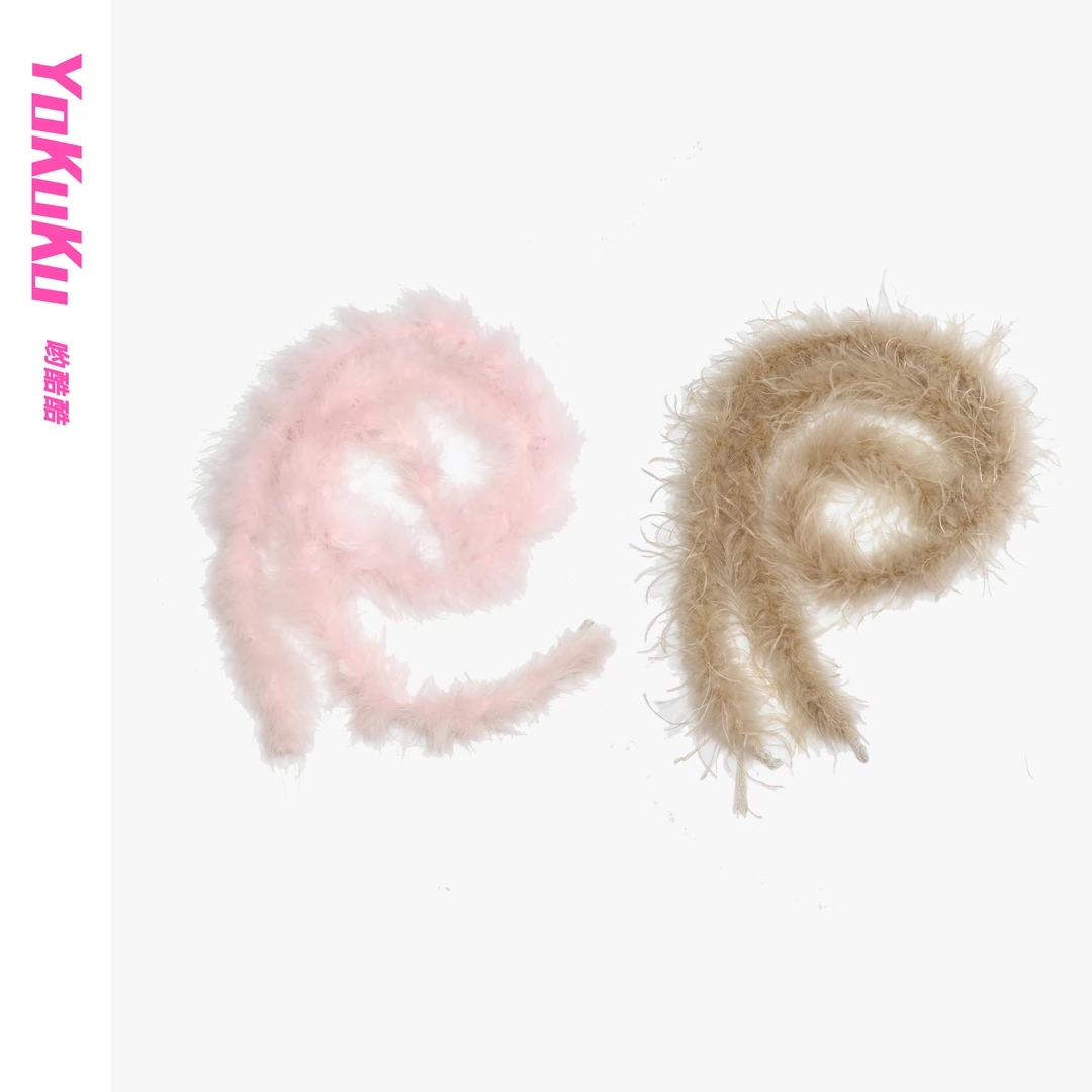 哟酷酷（时髦聚焦）美式搭配神器仿毛细条多功能配饰毛毛腰带+围巾