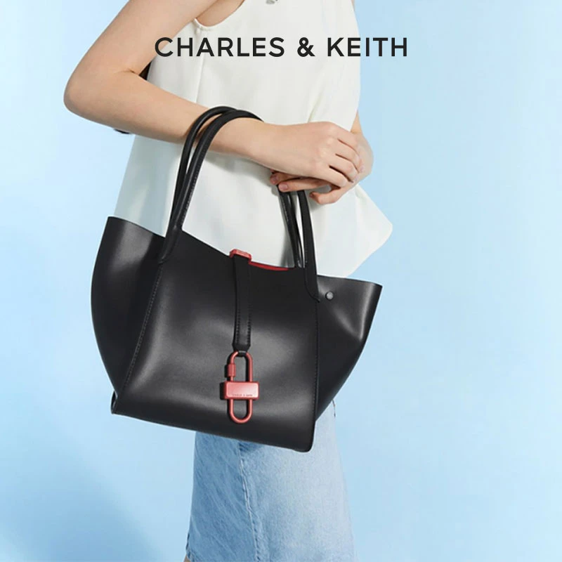 CHARLES&KEITH女士锁扣饰单肩托特包CK2-30781852-D