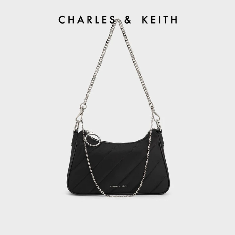 CHARLES & KEITH百搭拉链式小方包单肩腋下hobo包女【原】80151347