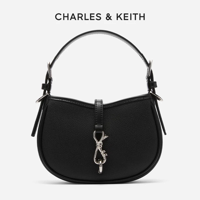 CHARLES&KEITH女士金属饰纯色百搭单肩斜挎包【原】CK2-50271012