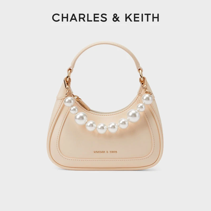 CHARLES & KEITH拉链珍珠饰腋下女哈特包CK2-50781922-1