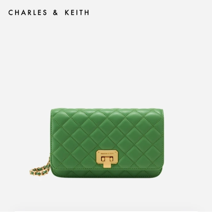 CHARLES & KEITH经典女士菱格链条斜挎小方包 70160093-3