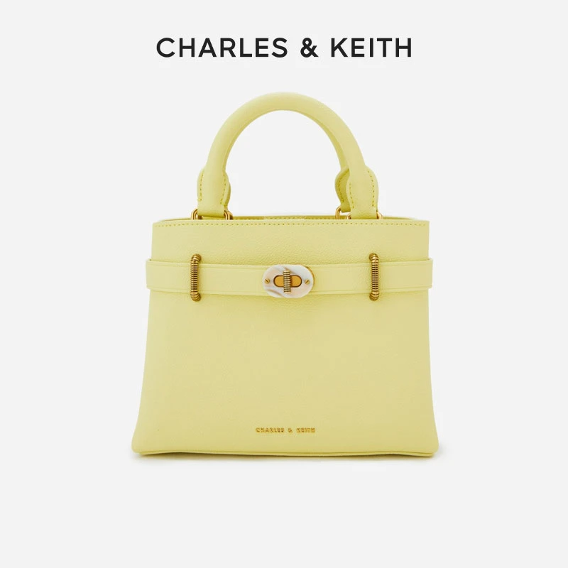 CHARLES&KEITH咖啡博物馆系列个性金属锁扣凯莉包30781677-1
