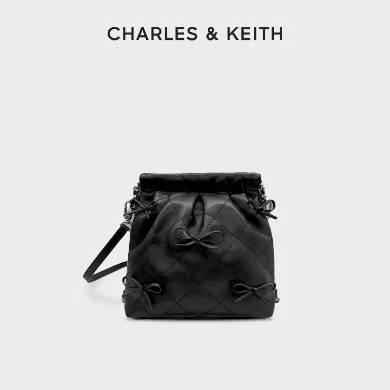 CHARLES & KEITH欧若风蝴蝶结银色流浪双肩包原60782390-A-D