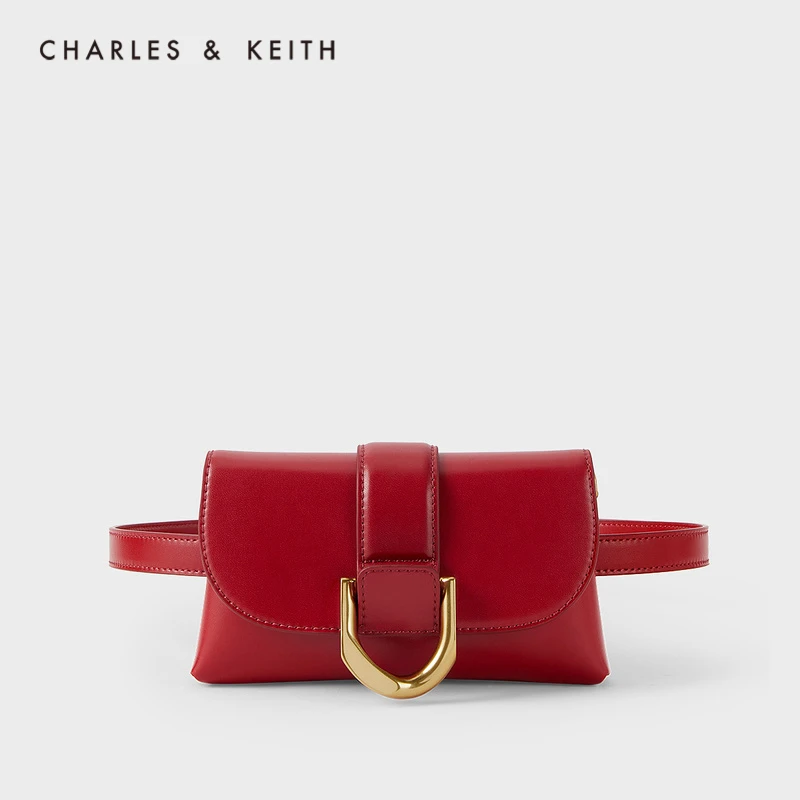 CHARLES & KEITH多背法时髦斜挎单肩马蹄扣腰包80701096/80701240