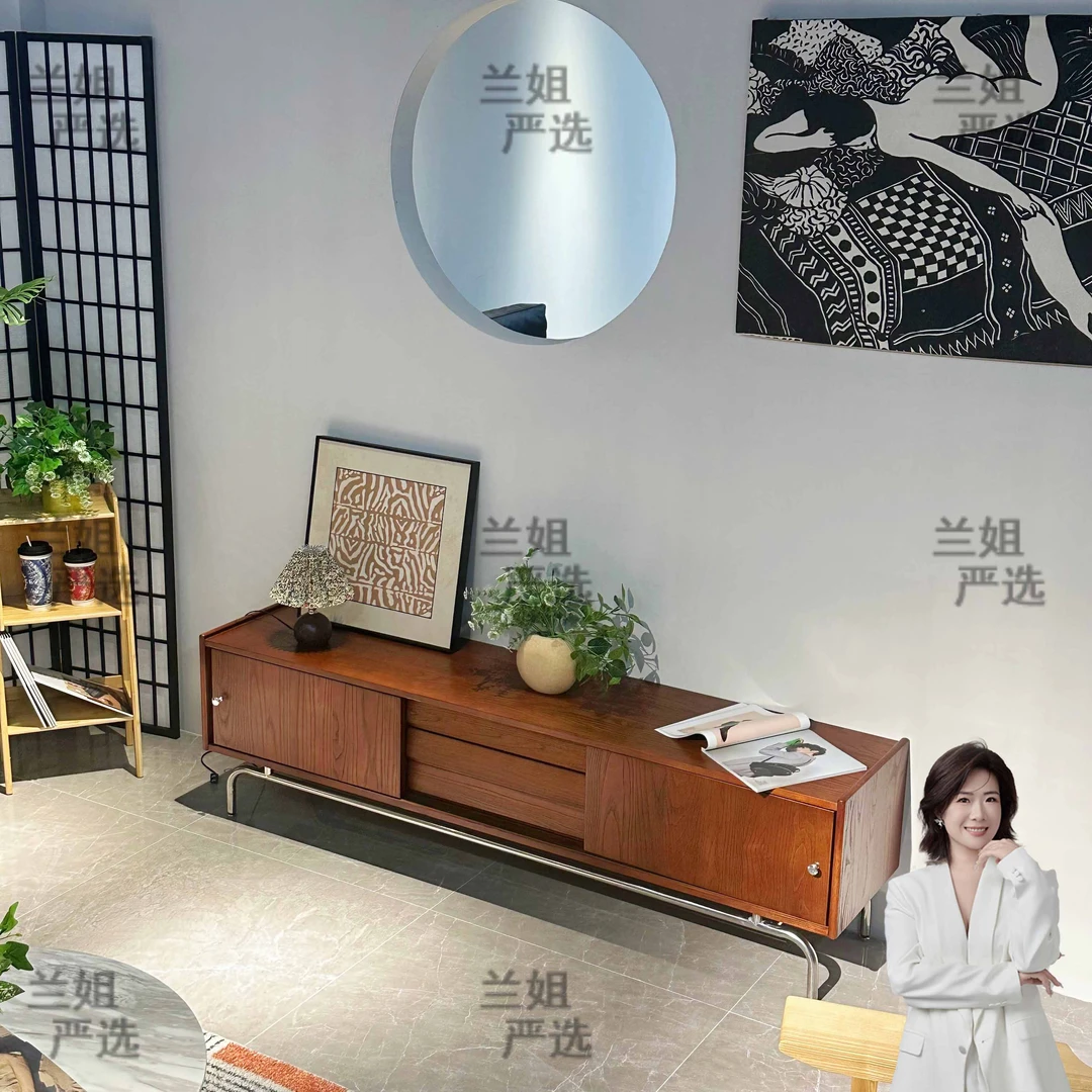 【兰姐严选】中古风胡桃色电视柜现代复古美式斗柜储存柜简约玄关柜