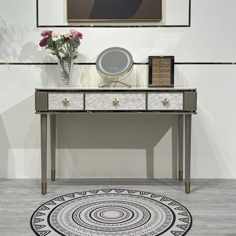 美克家轻奢梳妆台卧室2023年新款ins风小户型化妆桌收纳柜一体