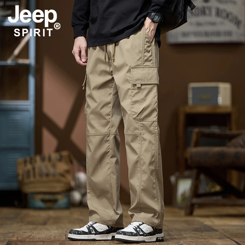 JEEP SPIRIT直筒休闲裤男秋冬季宽松阔腿裤潮流户外多口袋工装裤