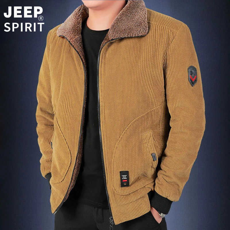 JEEP SPIRIT大码灯芯绒棉衣男士冬季宽松加厚棉服休闲时尚外套男