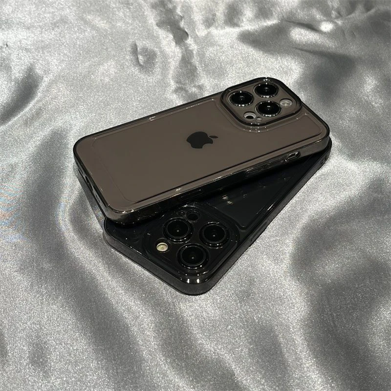 高级感透黑iPhone15苹果14promax手机壳13全包12pro防摔11ins小众