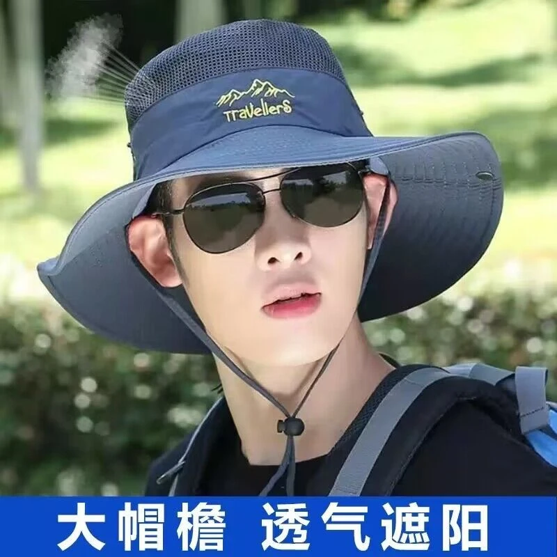 男士遮阳帽夏季防晒太阳帽遮阳帽渔夫帽防晒帽户外透气夏天钓鱼帽
