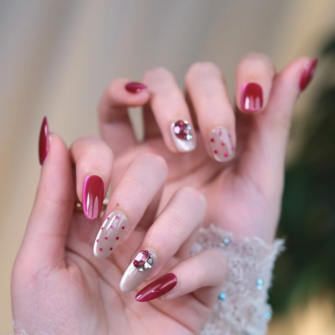 【火龙果】新短方/新短圆/中椭圆 夏日流行美少女火龙果猫眼穿戴甲