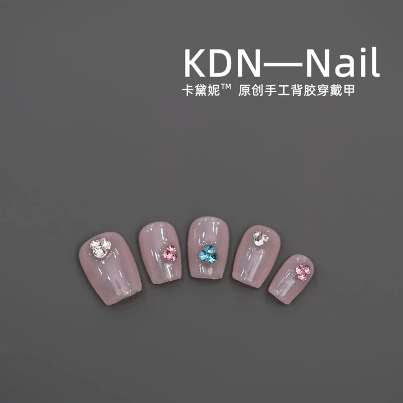现货【告白】新短方/中梯 夏日手工纯欲极光钻指甲贴穿戴甲