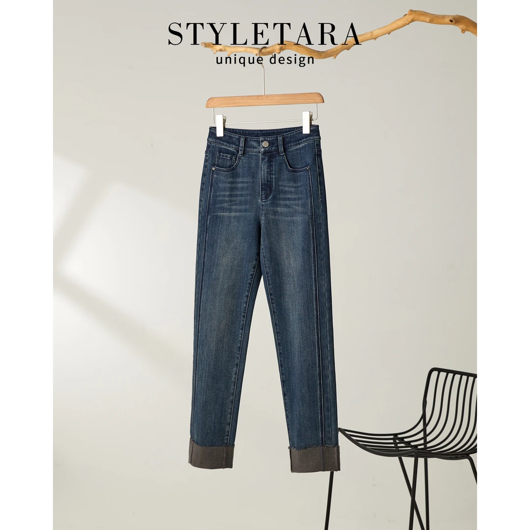 *冬季女士植绒牛仔裤11956