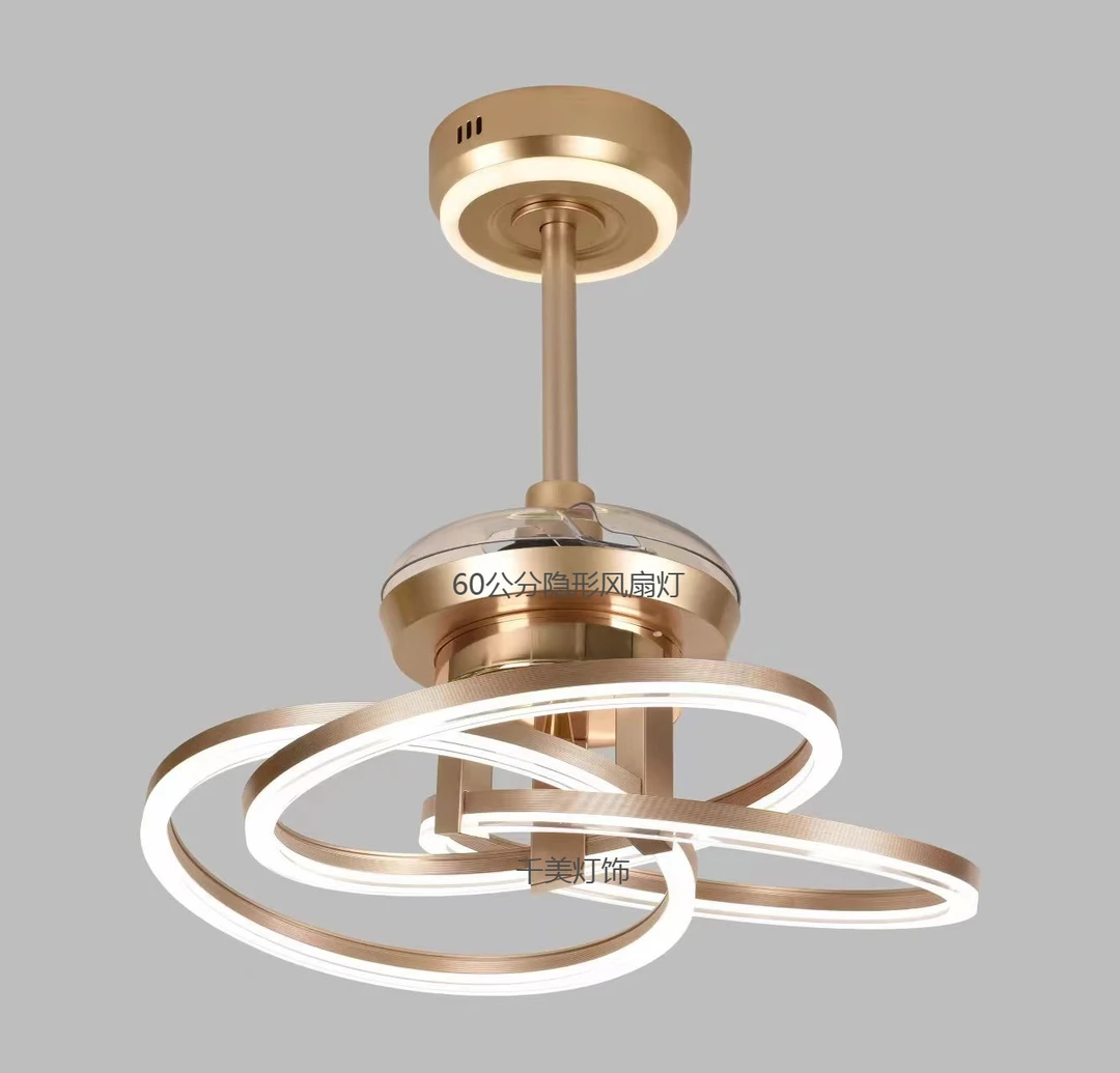 新款现代轻奢全光谱护眼智能风扇灯（客厅餐厅卧室）A8139金色静音