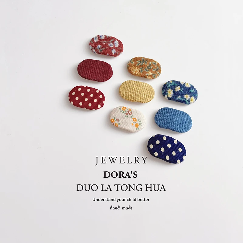 可爱宝宝布艺椭圆波点迷你bb夹婴幼儿不伤发卡子发夹发饰刘海夹