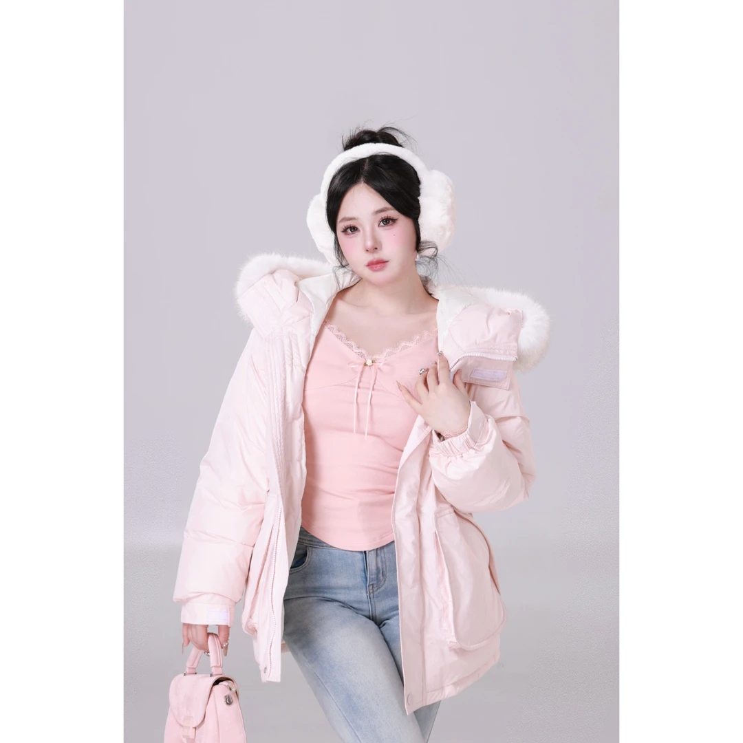 MengFairy【小暖炉】韩系秋冬加厚大毛领棉服外套&套装4079