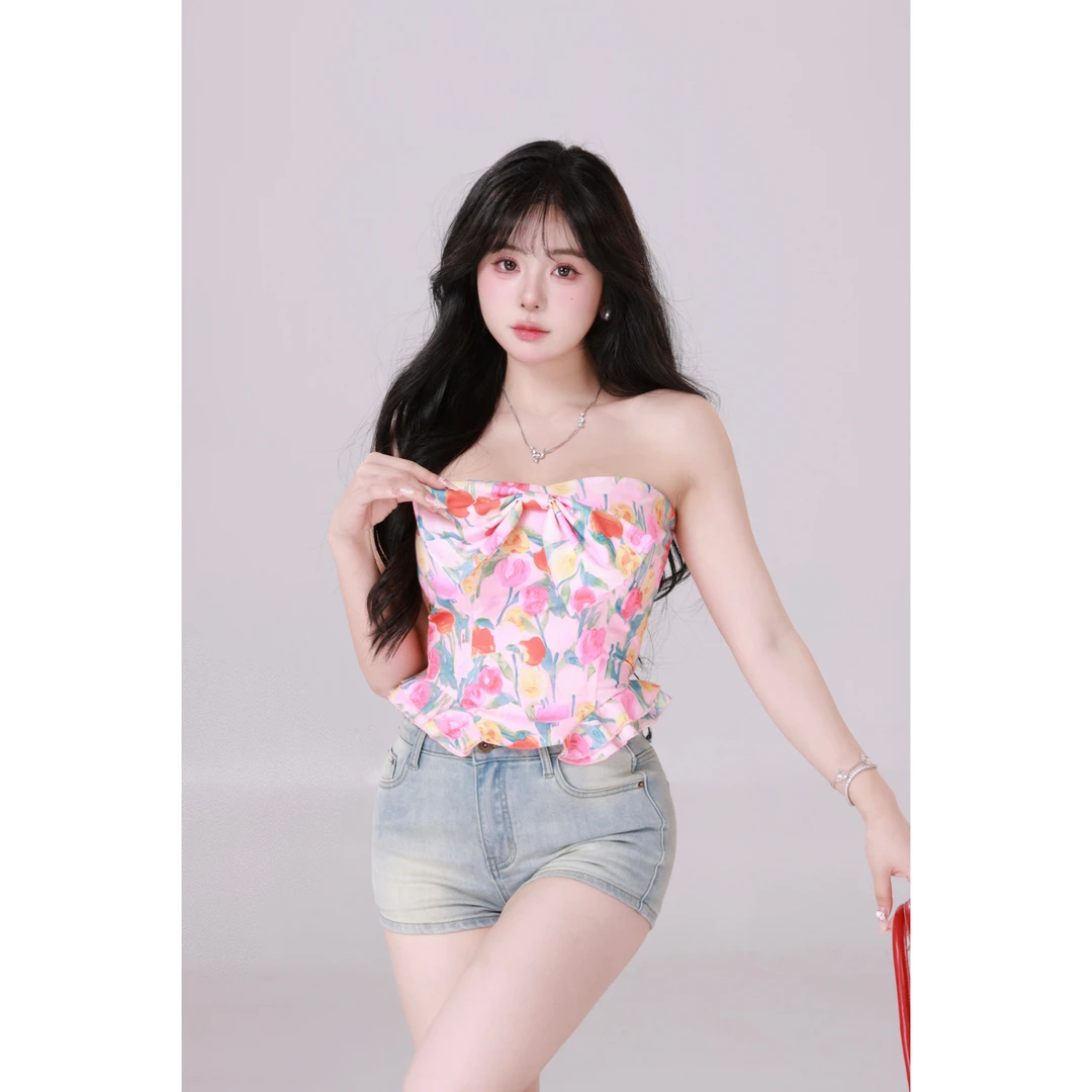 MengFairy 【玫瑰故事】纯欲气质修身抹胸背心上衣3217M