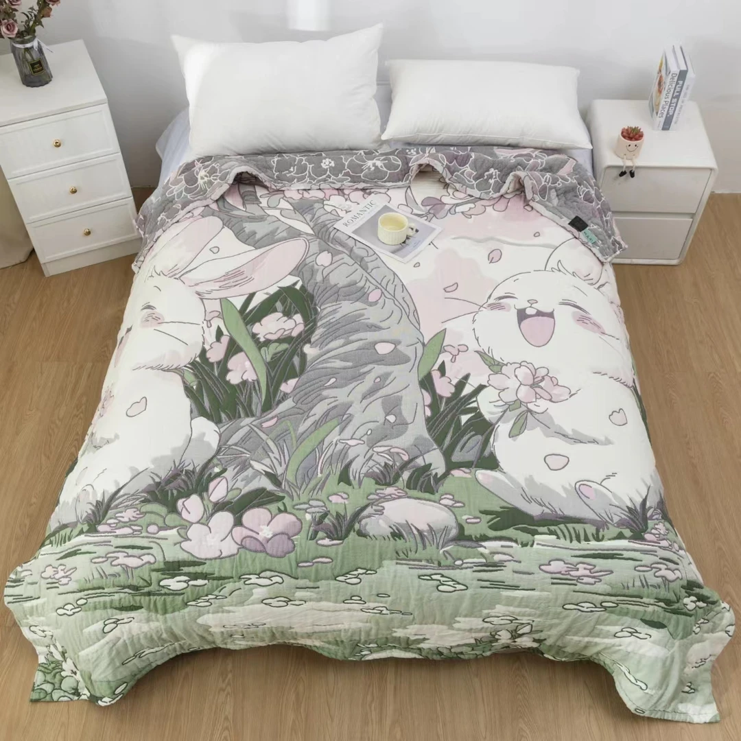 【樱花兔】200*230cm双人泡芙被棉精梳棉羊绒蛋白被亲肤柔软泡芙被