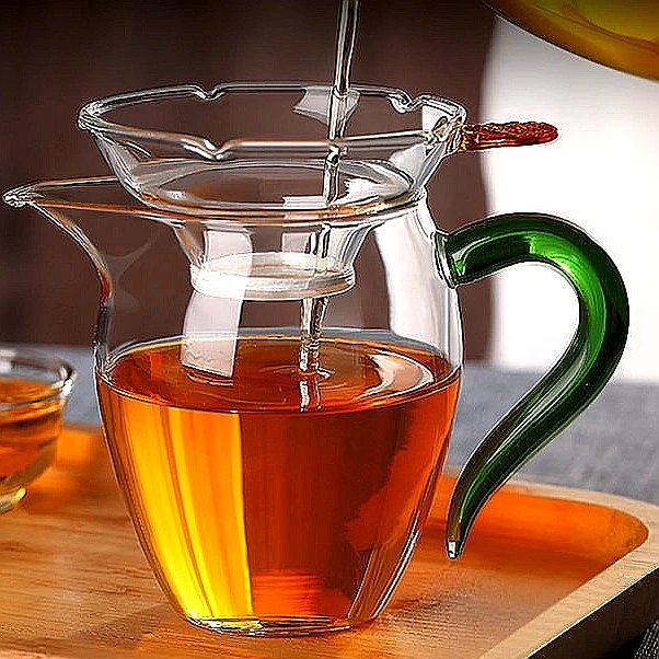 公道杯玻璃加厚耐热分茶器轻奢高档过滤泡茶茶具茶海公杯茶漏Z357