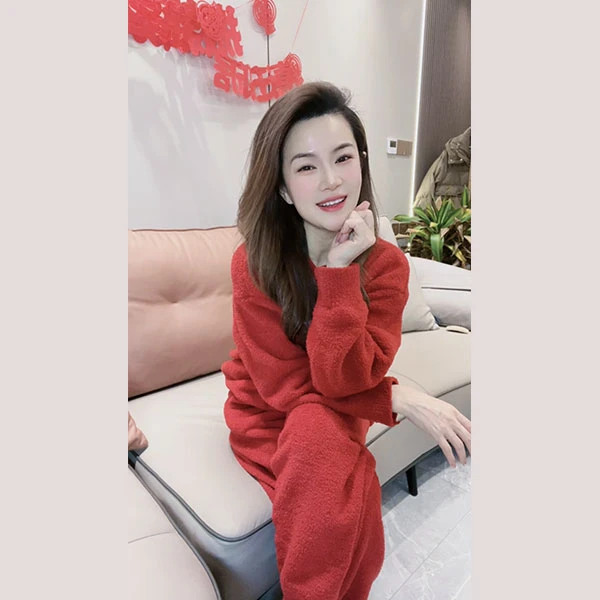 ZZYQJN爱心珊瑚绒套头保暖家居服可外穿秋冬宽松洋气韩版