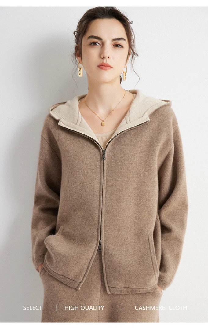 力推～100%山羊绒 12针加厚空气层针织外套