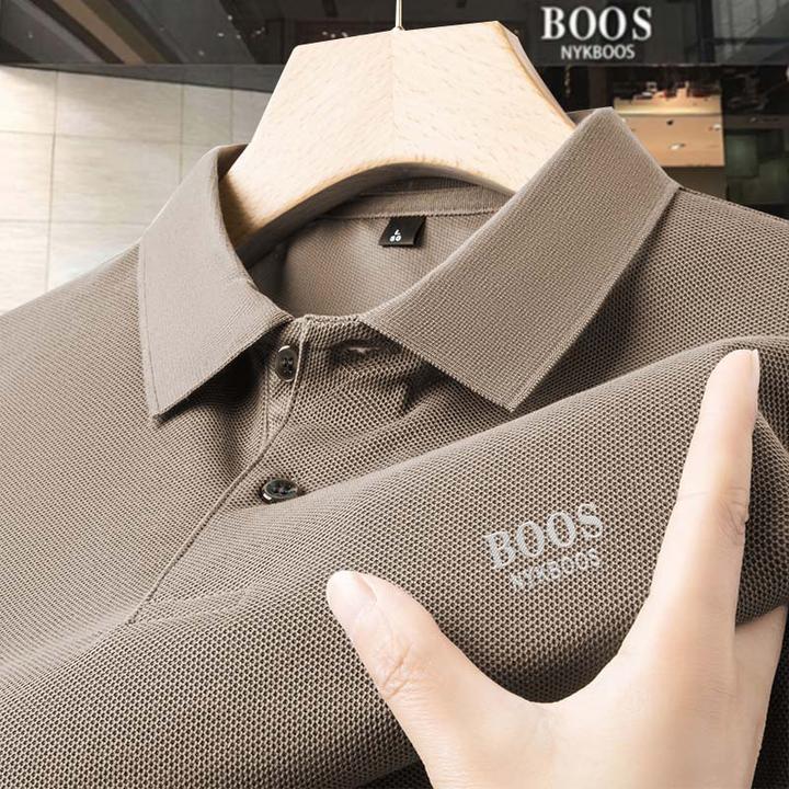 【海外撤柜】德国轻奢正品时尚中年男士万针刺绣纯棉polo衫翻领长袖