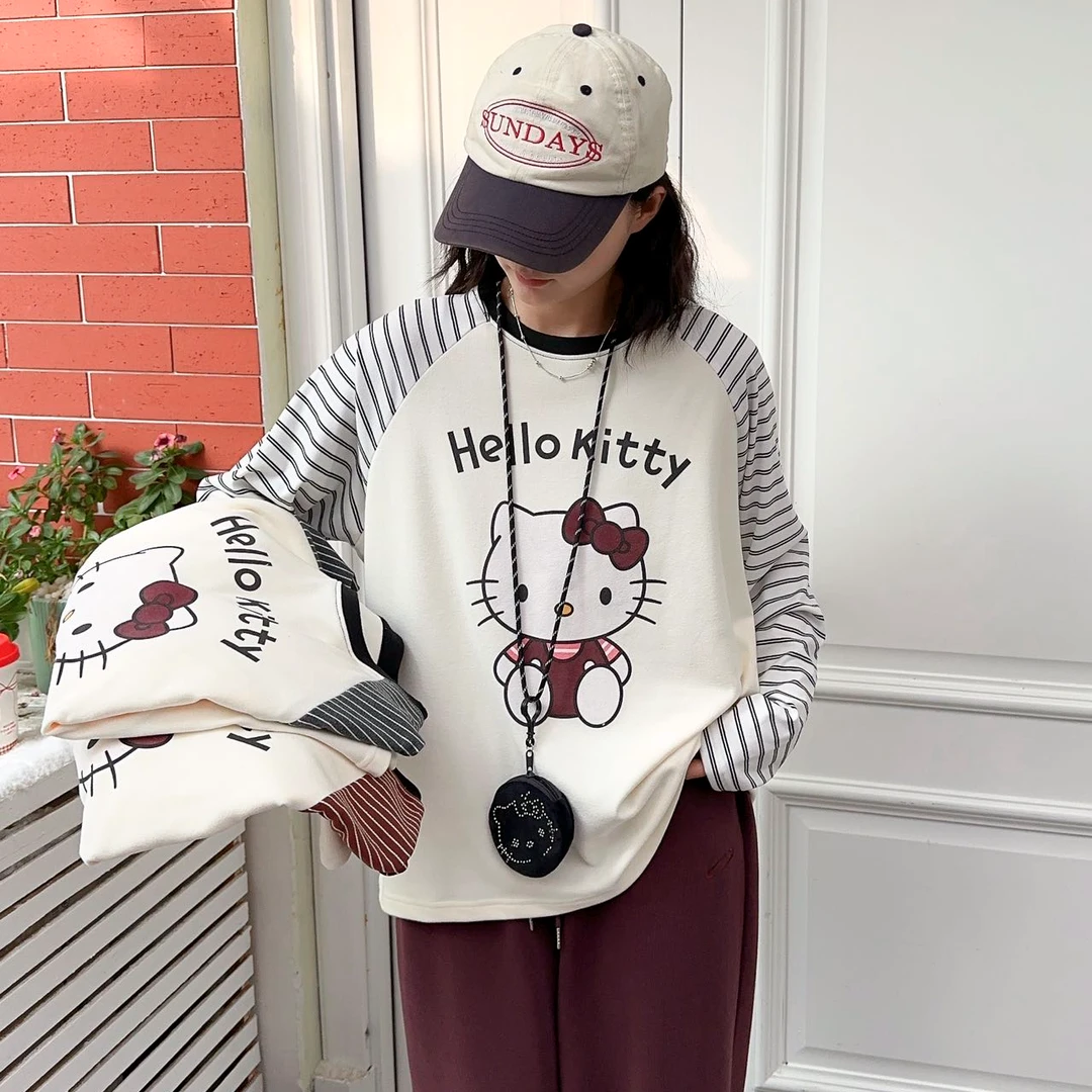 TD--{hello kitty*}休闲加绒加厚百搭女T恤