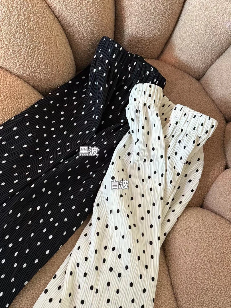 2880#【波普女神】慵懒风褶皱波点松紧腰显瘦半身裙