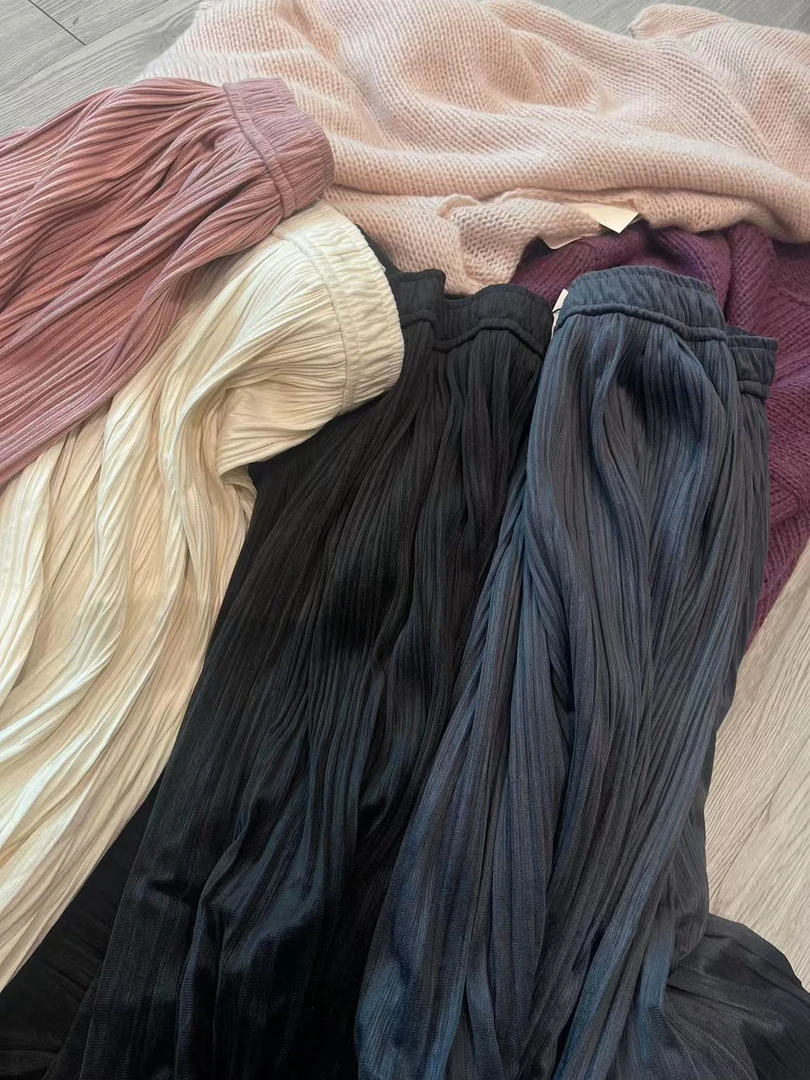 013#【温与柔】丝绒百褶半裙