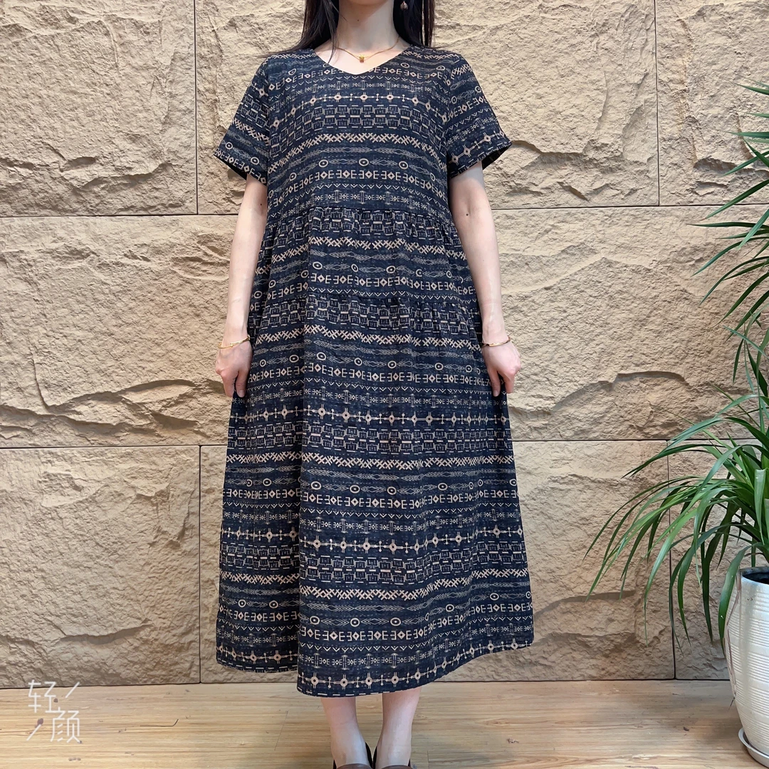 212春季新款气质时尚休闲复古遮肉显瘦长摆连衣裙