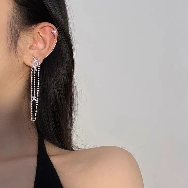 铜合金耳饰 星芒耳骨夹编号c919百搭耳环个性耳挂ins饰品时尚长款