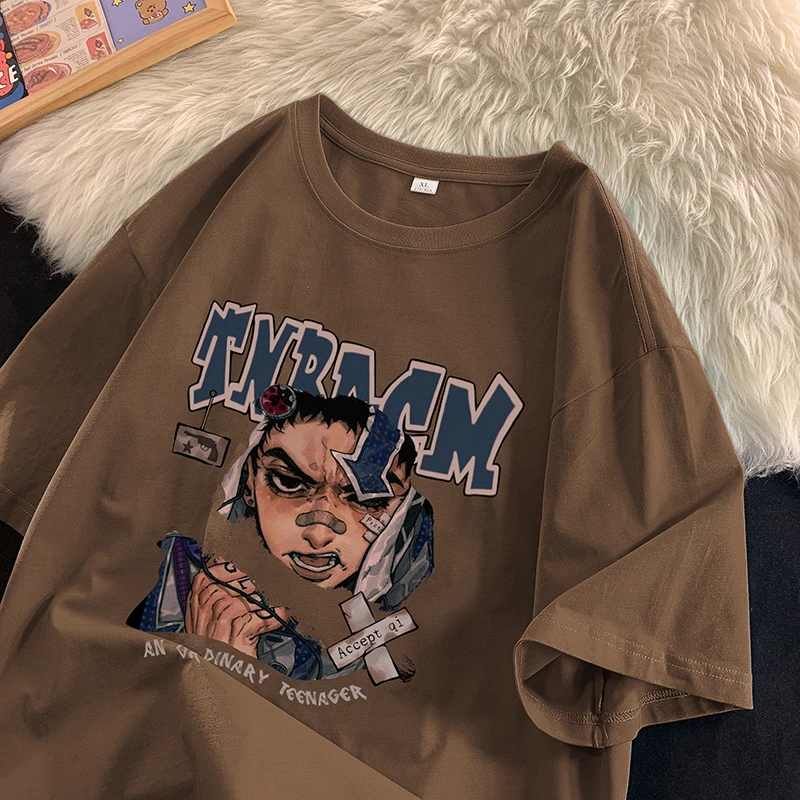 美式情侣高街vibe风短袖T恤男ins潮流印花短袖上衣