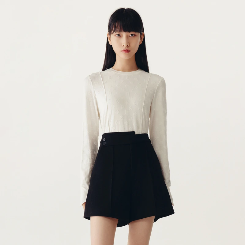 HPLY荷比俪冬新款女猫头鹰雪花图案撞色宽松上衣HMC41610201