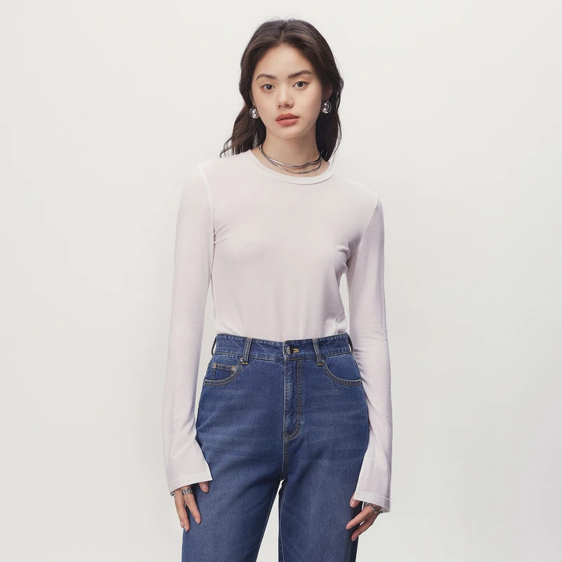线上专享hply young23秋新款内搭舒适圆领长袖T恤HDD32610038
