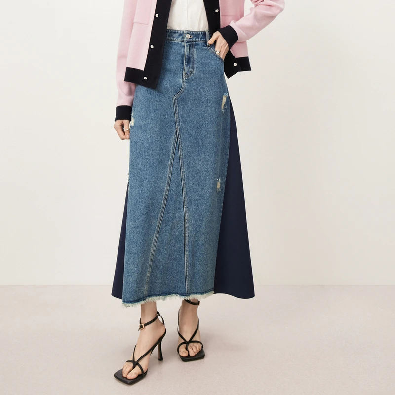 【商场同款】HPLY荷比俪秋季新款撞色拼接牛仔裙HYD34710168