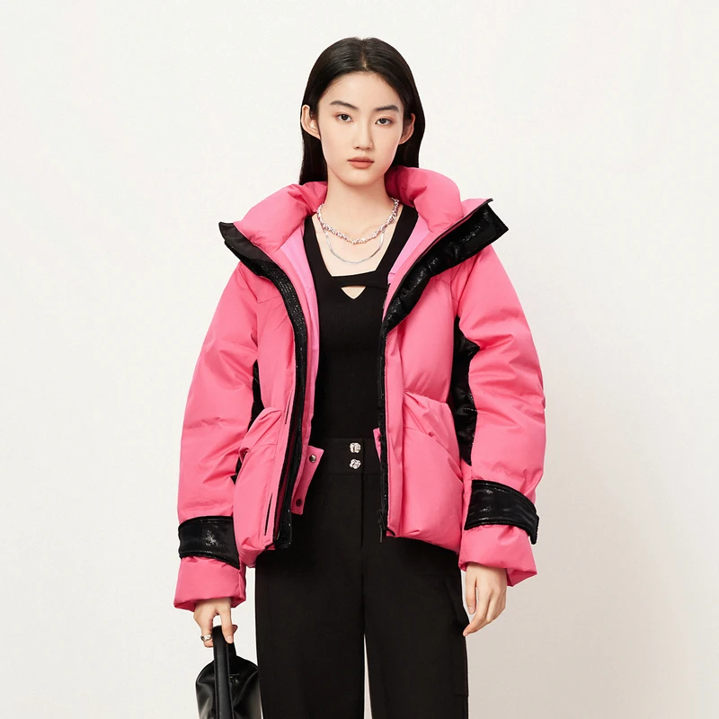 【商场同款】HPLY荷比俪冬季新款拼色拉链羽绒服HYD41560287