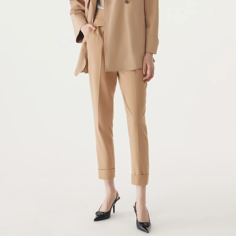 HPLY荷比俪秋新款女简约干练假腰带通勤休闲长裤HZC33410035