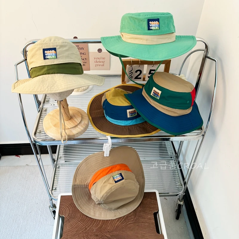 可儿妈儿童渔夫帽男童女孩春秋透气登山户外野营帽子防晒遮阳帽子