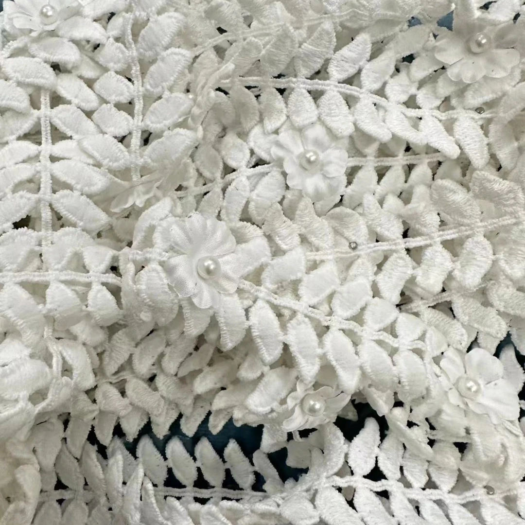 白色珍珠小花边窗帘沙发布床罩床单花边