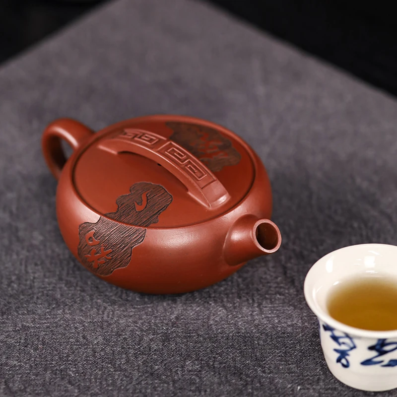 国工纯手工龙血砂大口盖紫砂壶 禅茶一味汉瓦 小品容量120CC