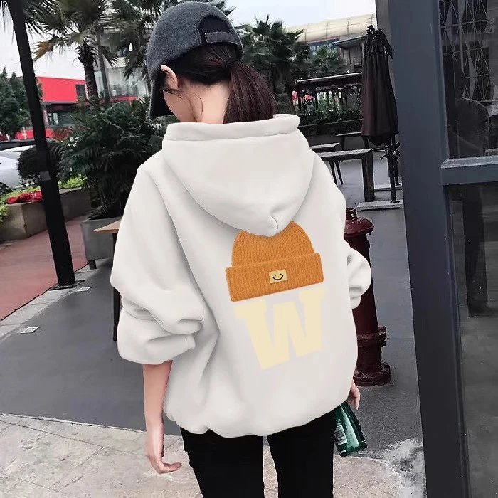 潮牌加绒卫衣女春秋冬新款洋气休闲显瘦百搭帽衫长袖外套宽松上衣