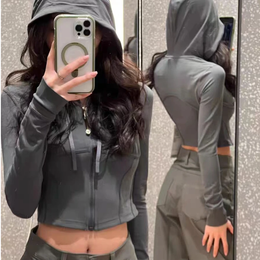 lulu瑜伽服运动女2024新款长袖紧身跑步健身上衣瑜伽外套
