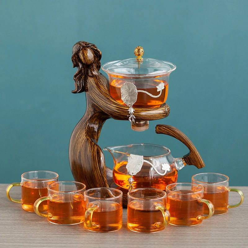 【仕女环抱】家用办公自动懒人透明高档茶具喝茶茶杯玻璃茶壶泡茶器